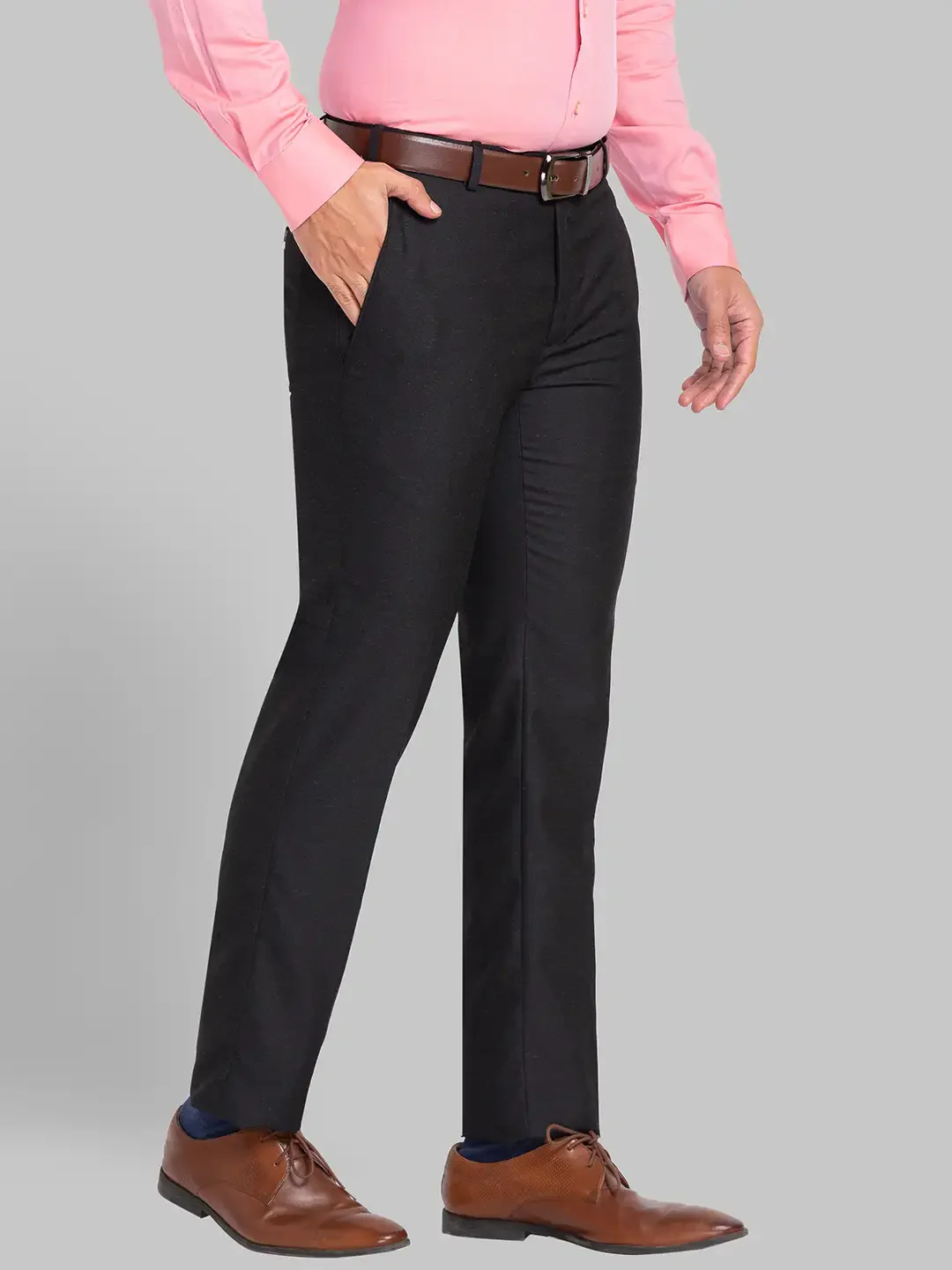 Raymond Men Black Structure Slim Fit Polyester Blend Trousers - Image 2