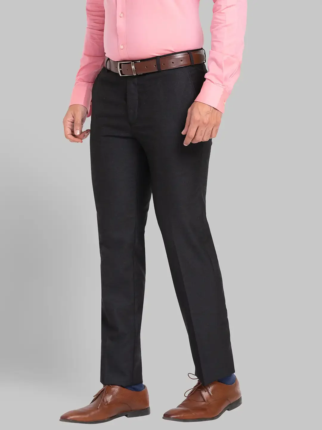Raymond Men Black Structure Slim Fit Polyester Blend Trousers - Image 3