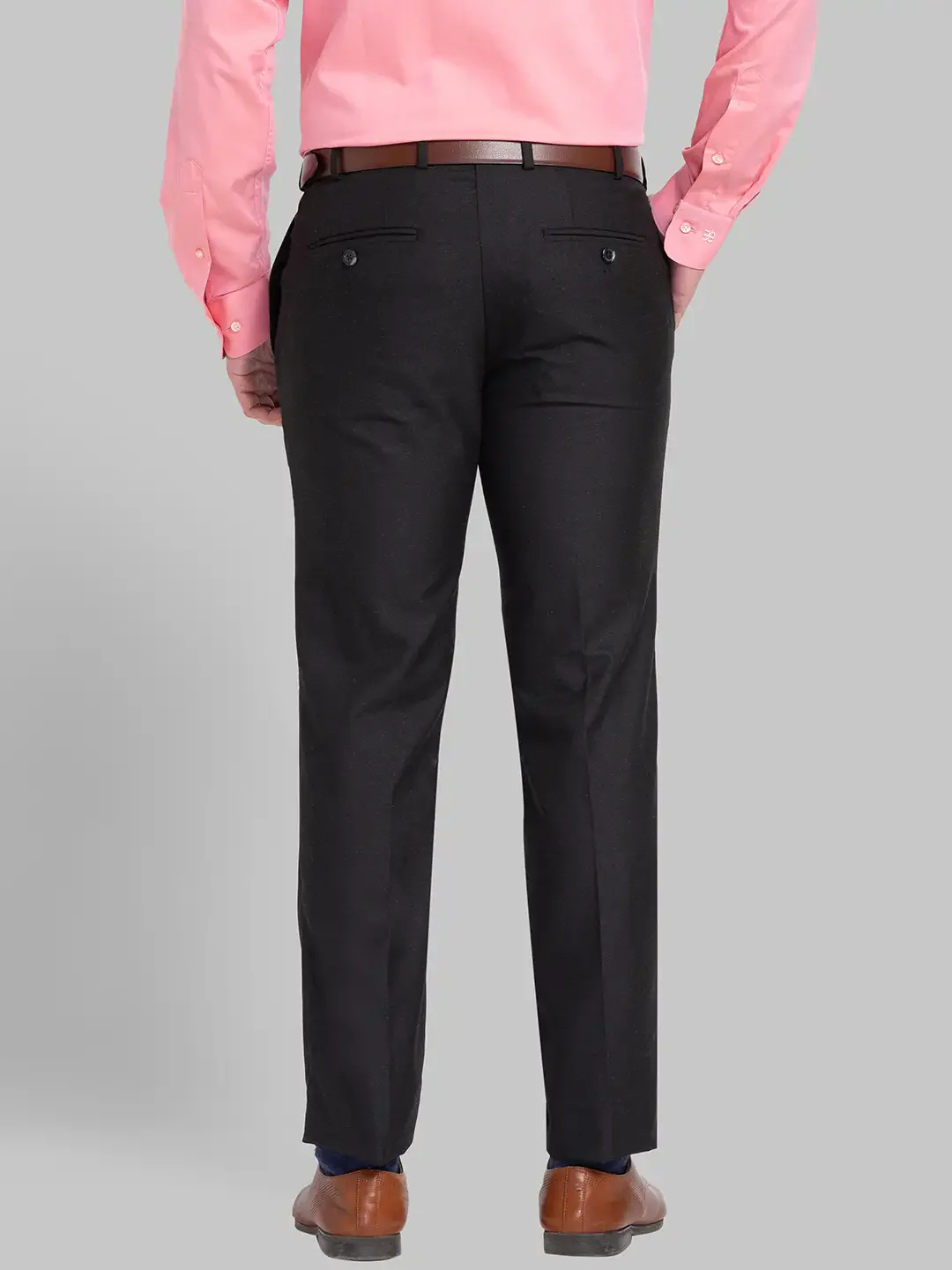 Raymond Men Black Structure Slim Fit Polyester Blend Trousers - Image 4