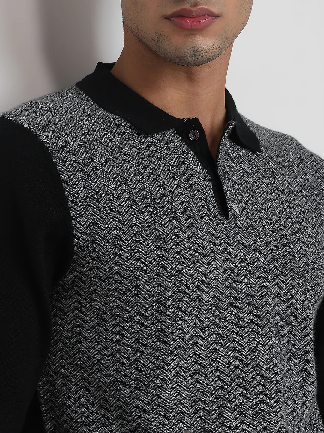 Raymond Men Black Structure Wool Blend Sweatshirt - Image 6