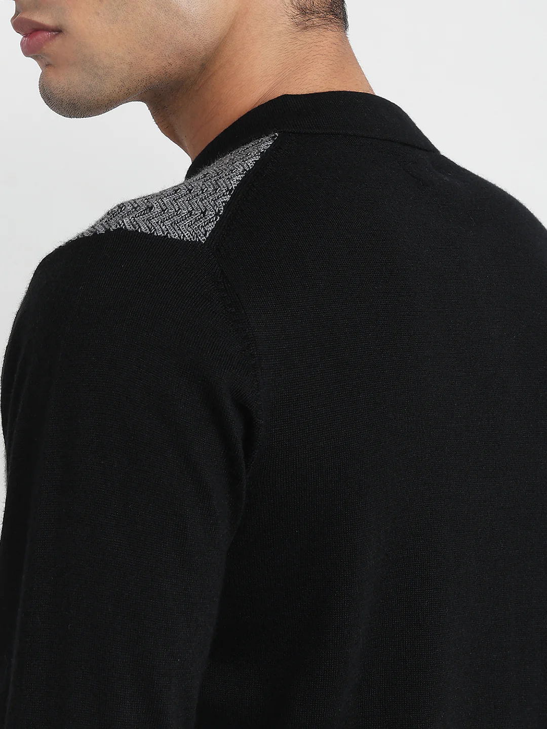 Raymond Men Black Structure Wool Blend Sweatshirt - Image 7