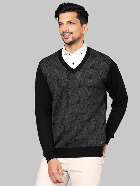 Raymond Men Black Wrapper Regular Fit Merino Wool Sweater - Image 3