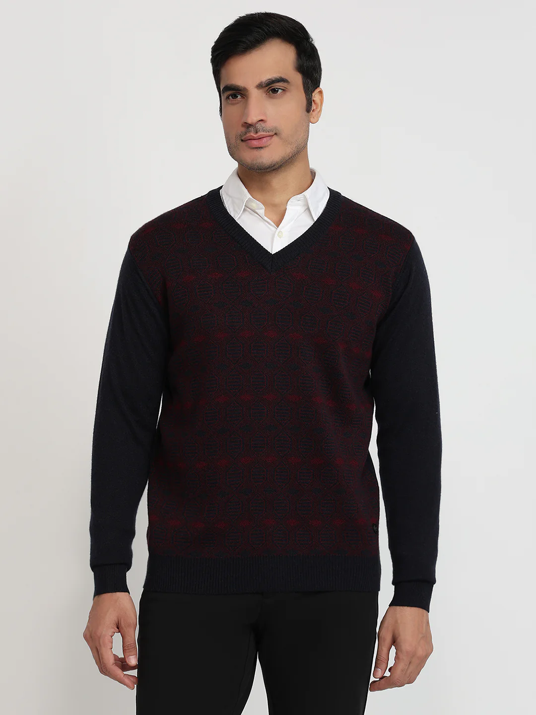 Raymond Men Blue Argyle M Blend Sweatshirt