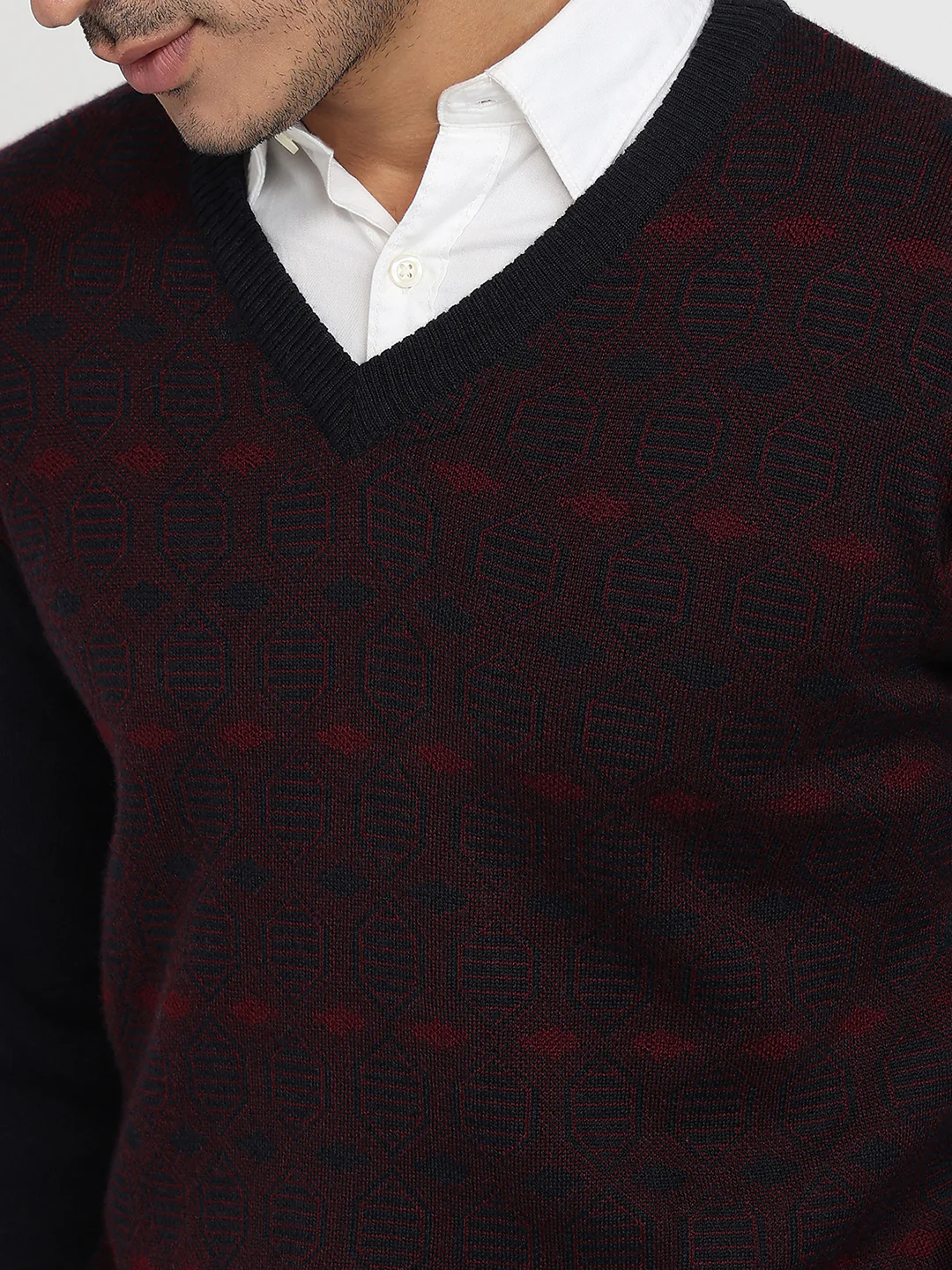 Raymond Men Blue Argyle M Blend Sweatshirt - Image 6