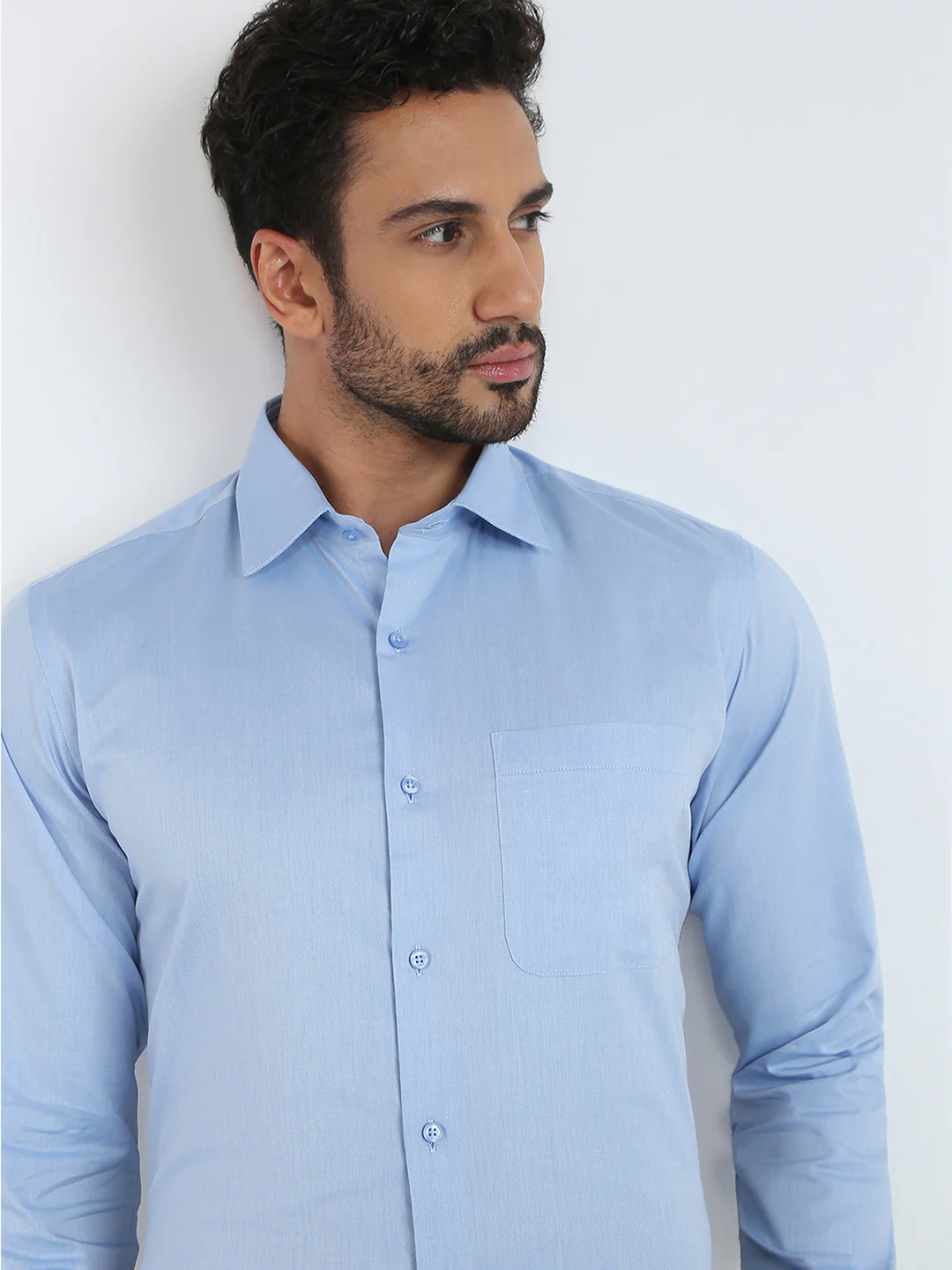 Raymond Men Blue Chambray Slim Fit Cotton Formal Shirt - Image 6