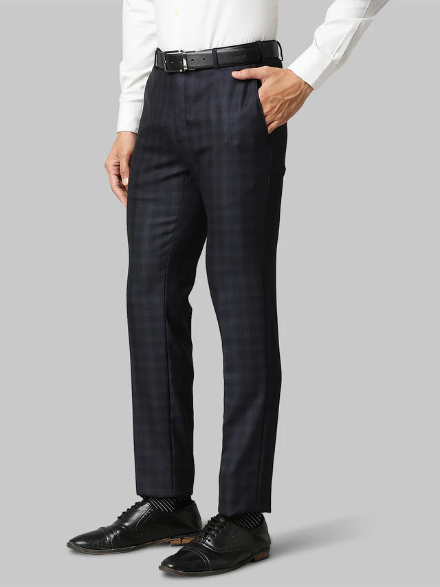 Raymond Men Blue Checkered Slim Fit Trouser - Image 3