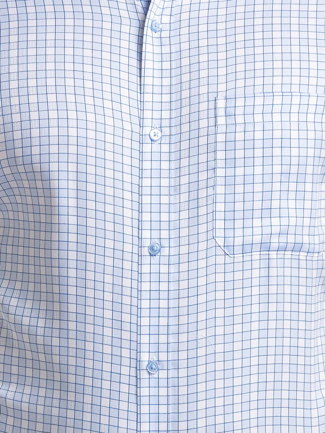Raymond Men Blue Contemporary Fit Checks Formal Shirt - Image 7