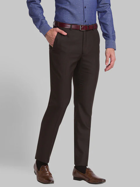 Raymond Men Blue Checks Contemporary Fit Polyester Blend Trouser - Image 2