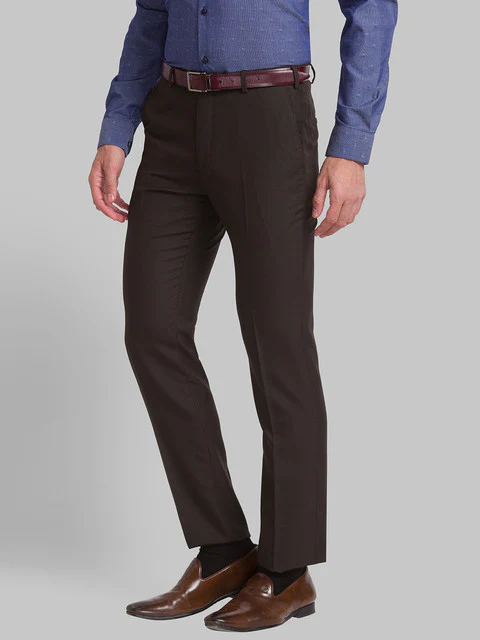 Raymond Men Blue Checks Contemporary Fit Polyester Blend Trouser - Image 3