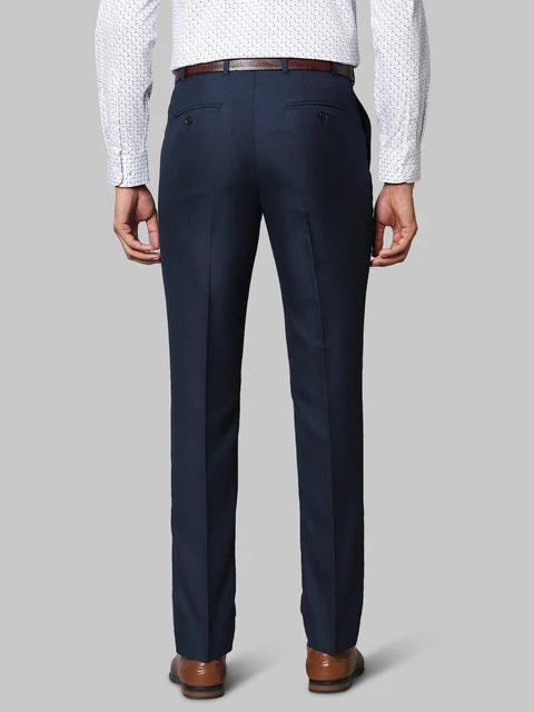 Raymond Men Blue Checks Contemporary Fit Polyester Blend Trouser - Image 4