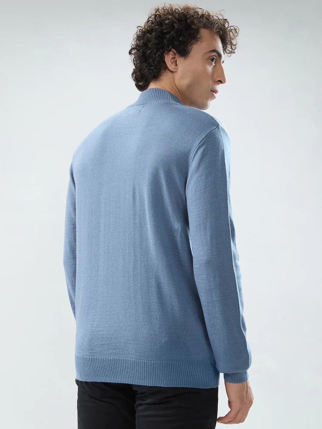 Raymond Men Blue Checks Regular Fit Acrlic Blend Sweatshirt - Image 4