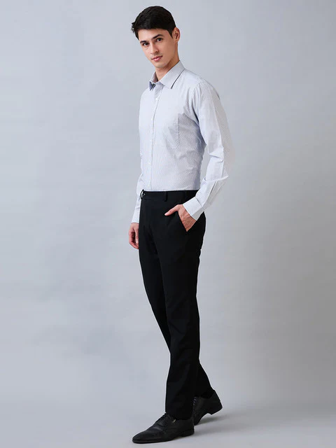 Raymond Men Blue Checks Slim Fit Cotton Shirt - Image 4