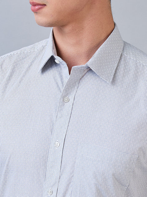 Raymond Men Blue Checks Slim Fit Cotton Shirt - Image 5