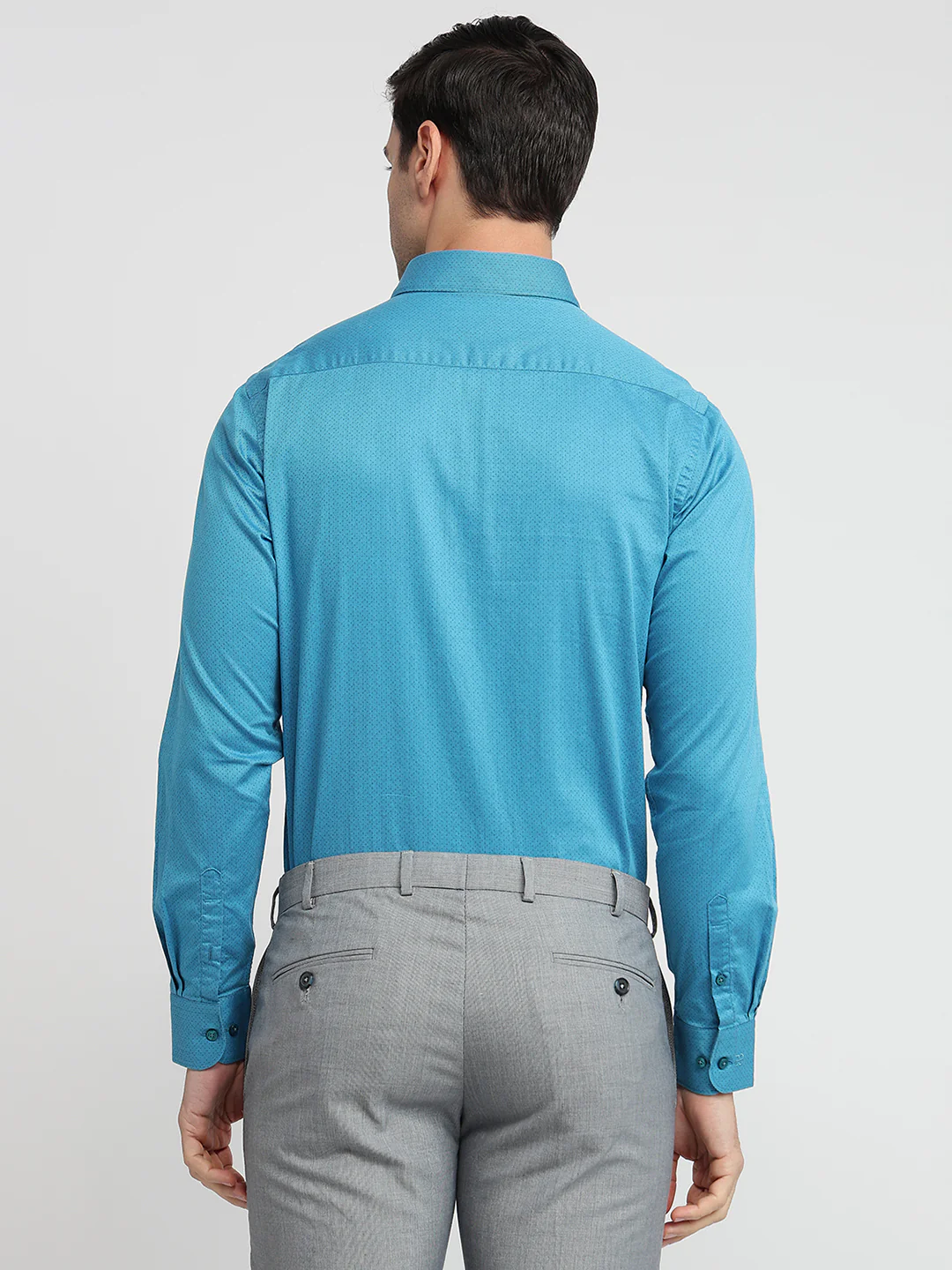 Raymond Men Blue Checks Slim Fit Cotton Shirt - Image 4
