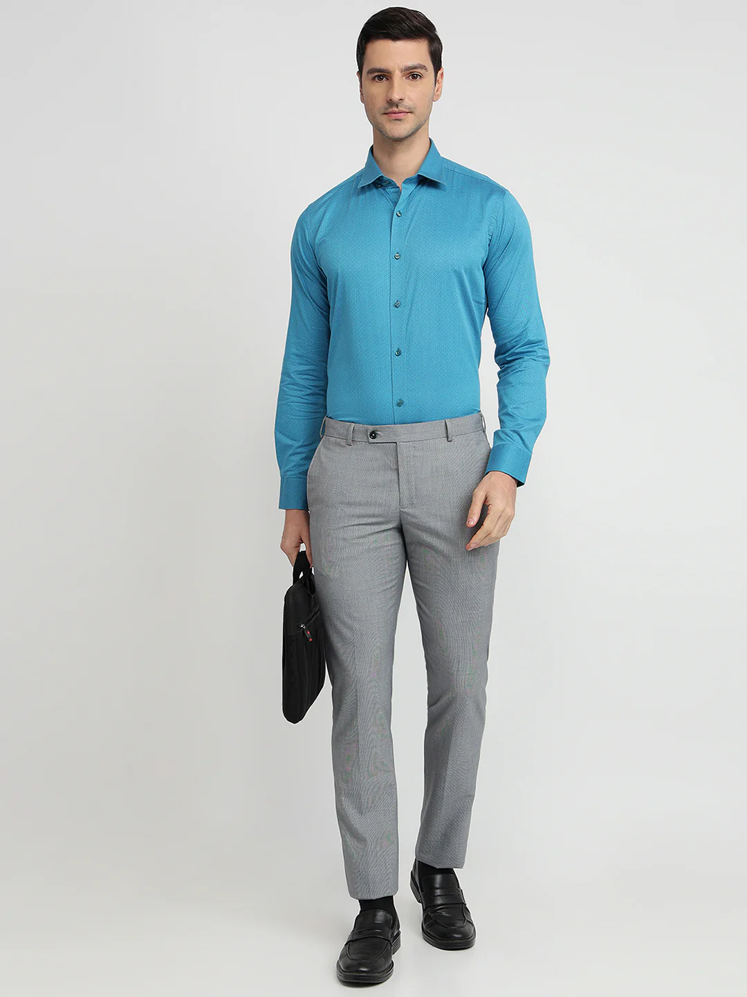 Raymond Men Blue Checks Slim Fit Cotton Shirt - Image 5