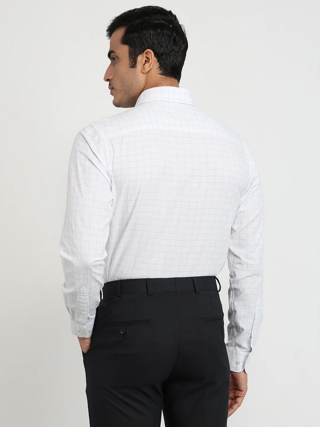Raymond Men Blue Checks Slim Fit Cotton Shirt - Image 4