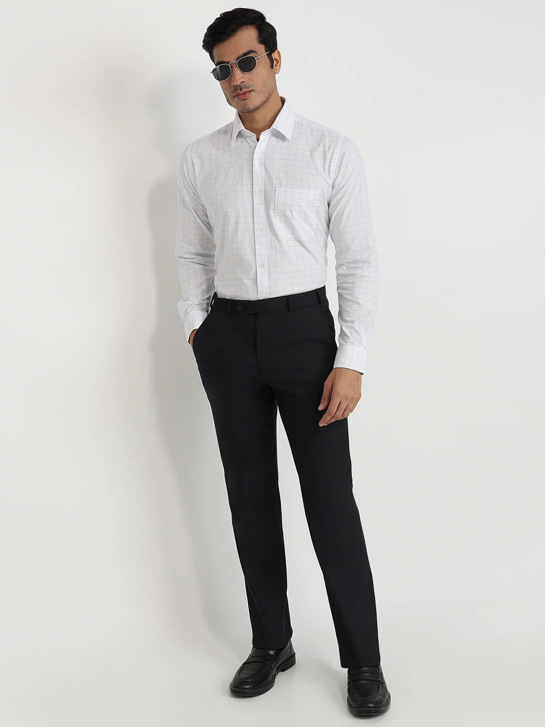 Raymond Men Blue Checks Slim Fit Cotton Shirt - Image 5