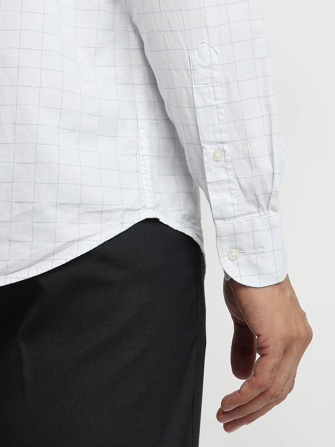 Raymond Men Blue Checks Slim Fit Cotton Shirt - Image 7