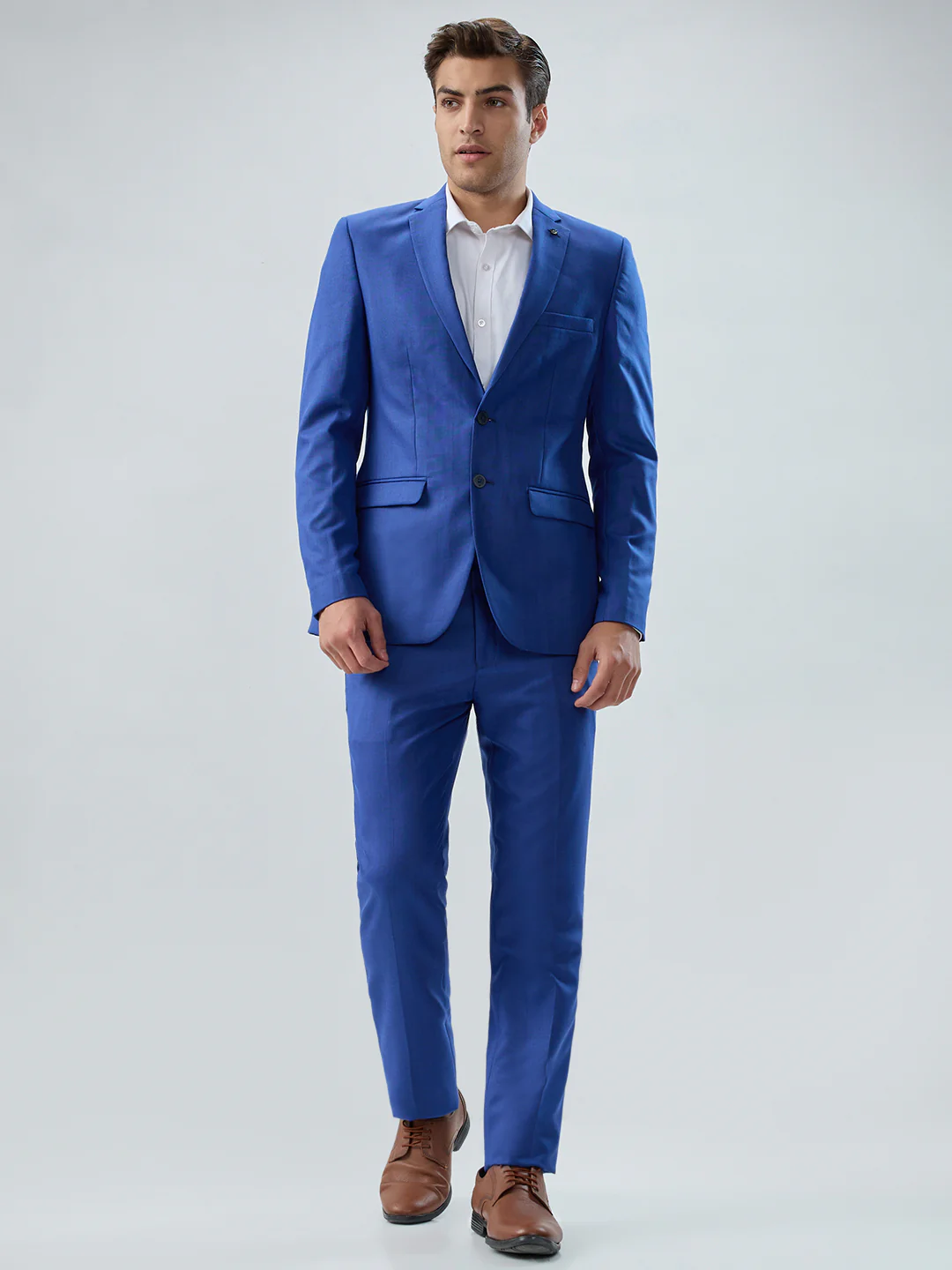 Raymond Men Blue Checks Slim Fit Polyester Blend Suit