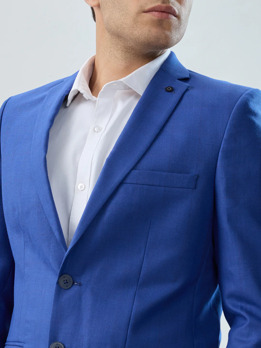 Raymond Men Blue Checks Slim Fit Polyester Blend Suit - Image 6