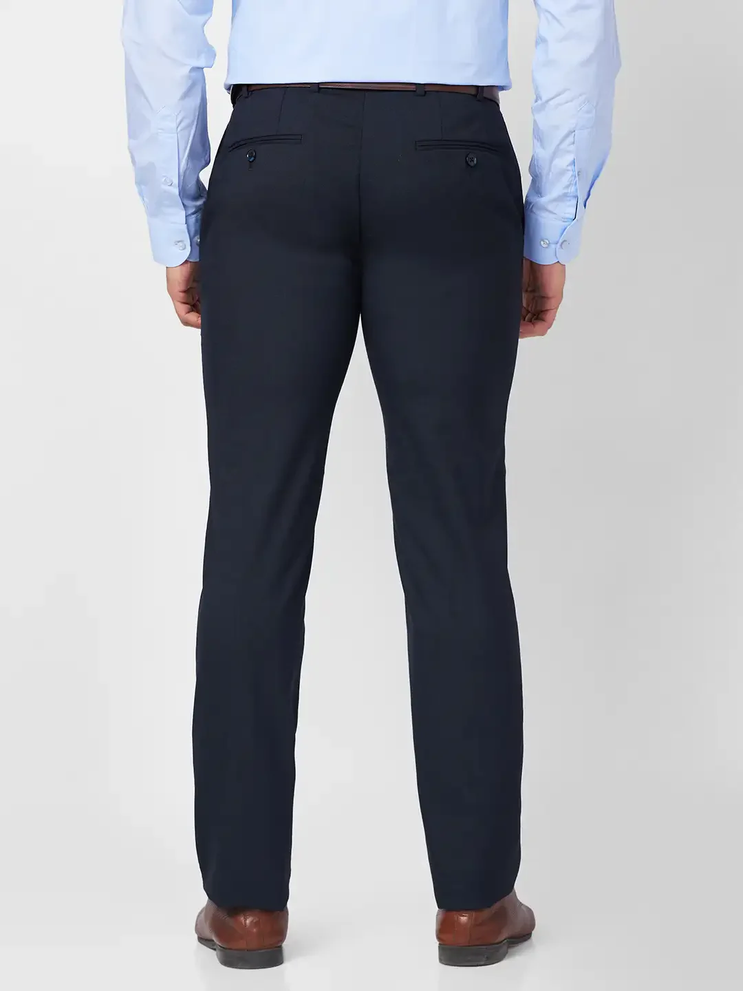 Raymond Men Blue Checks Slim Fit Polyester Blend Trouser - Image 4