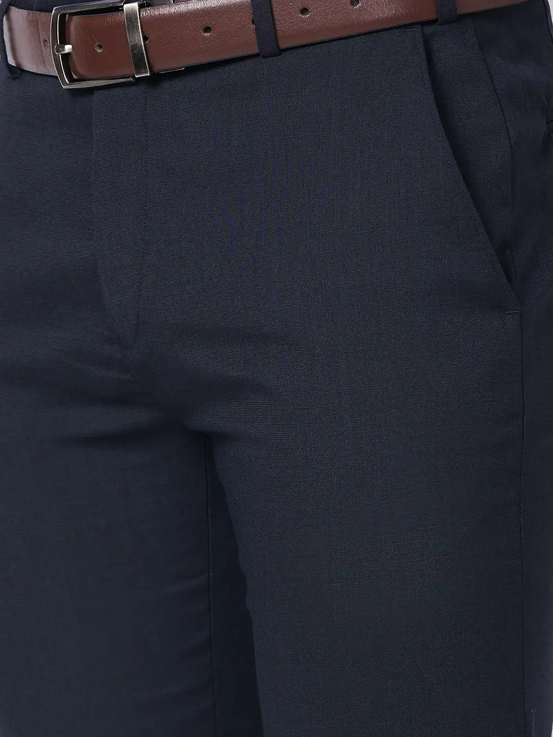 Raymond Men Blue Checks Slim Fit Polyester Blend Trouser - Image 6