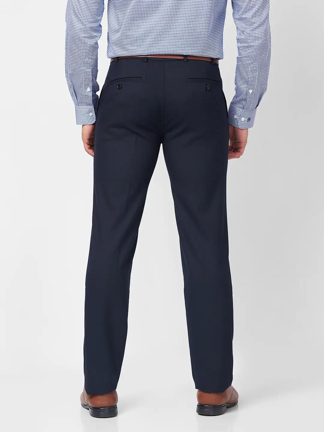 Raymond Men Blue Checks Slim Fit Polyester Blend Trouser - Image 5