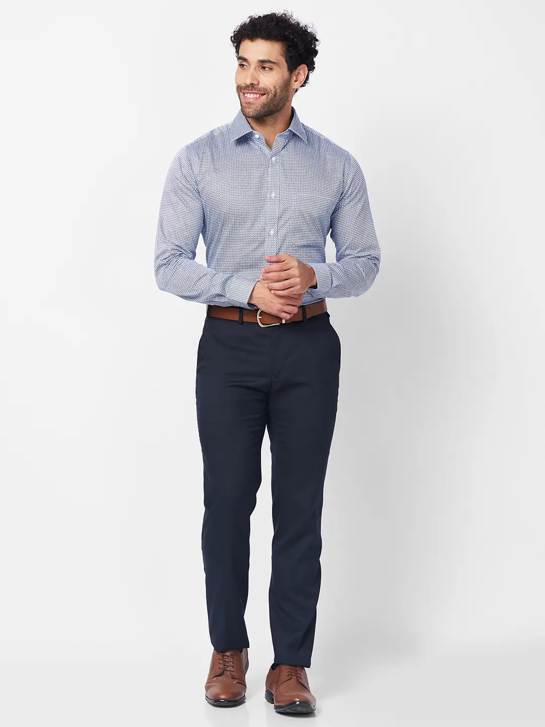 Raymond Men Blue Checks Slim Fit Polyester Blend Trouser - Image 6