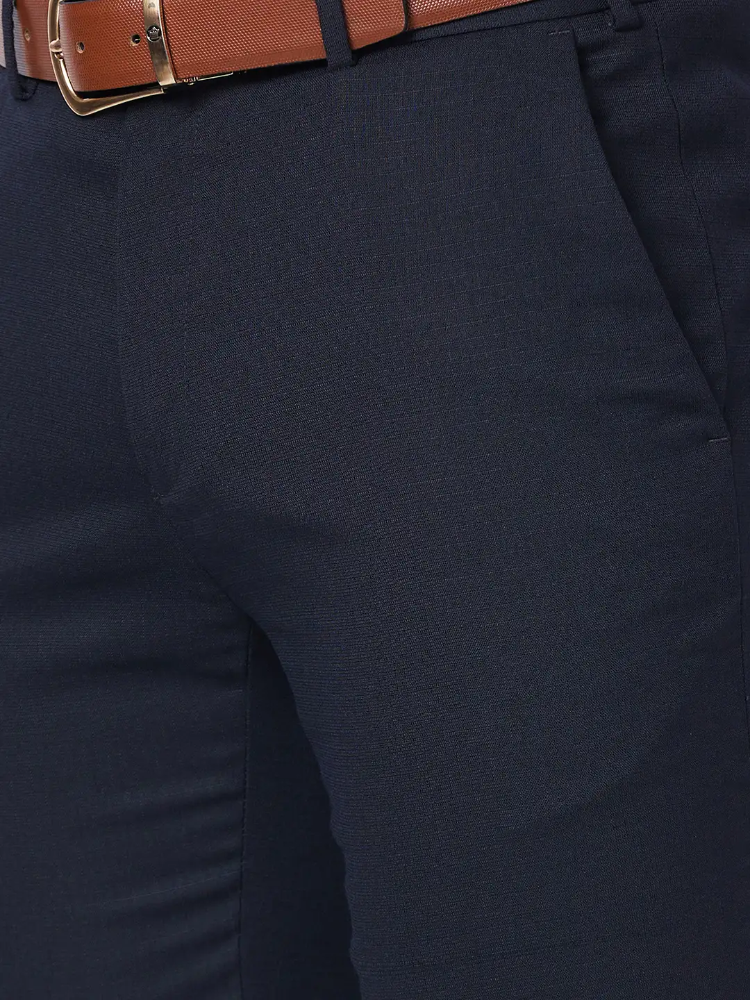 Raymond Men Blue Checks Slim Fit Polyester Blend Trouser - Image 7