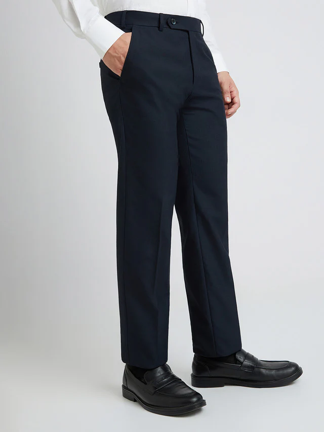 Raymond Men Blue Checks Slim Fit Polyester Blend Trouser - Image 2