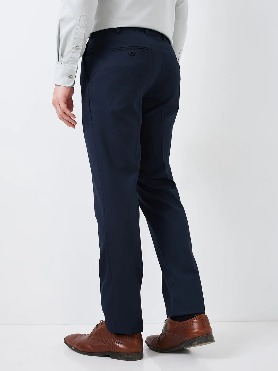 Raymond Men Blue Checks Slim Fit Polyester Blend Trouser - Image 5