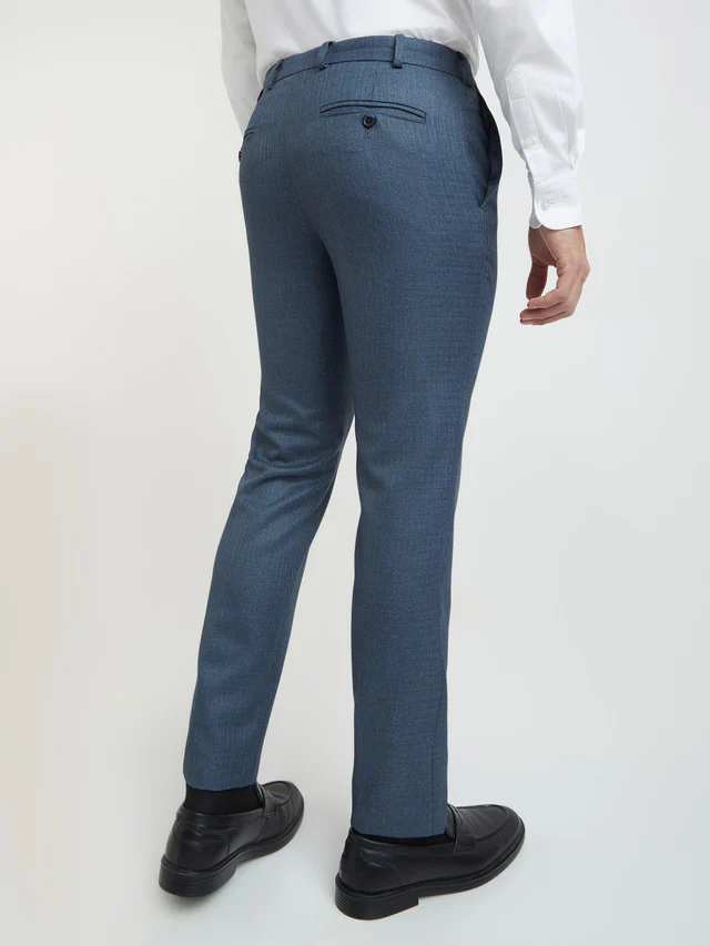 Raymond Men Blue Checks Slim Fit Polyester Blend Trouser - Image 3