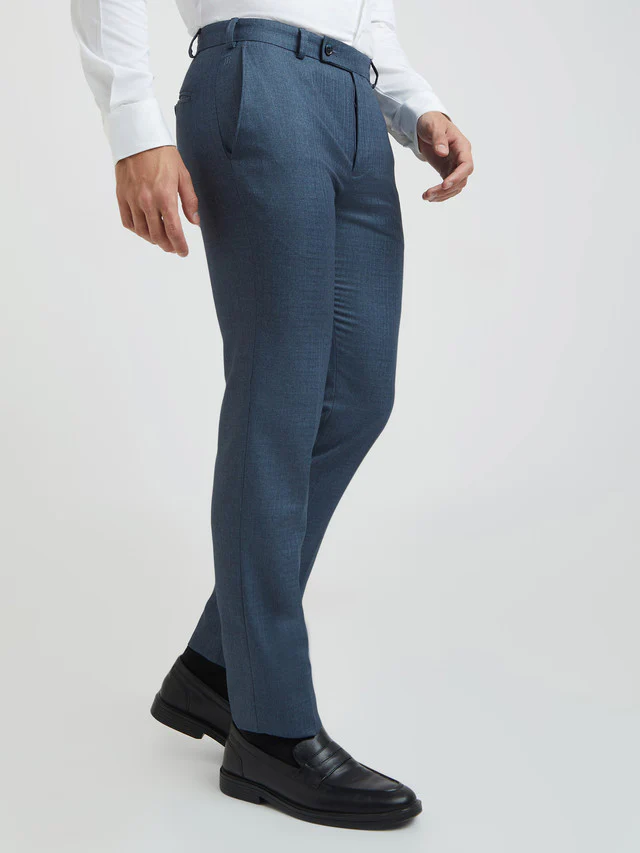 Raymond Men Blue Checks Slim Fit Polyester Blend Trouser - Image 6