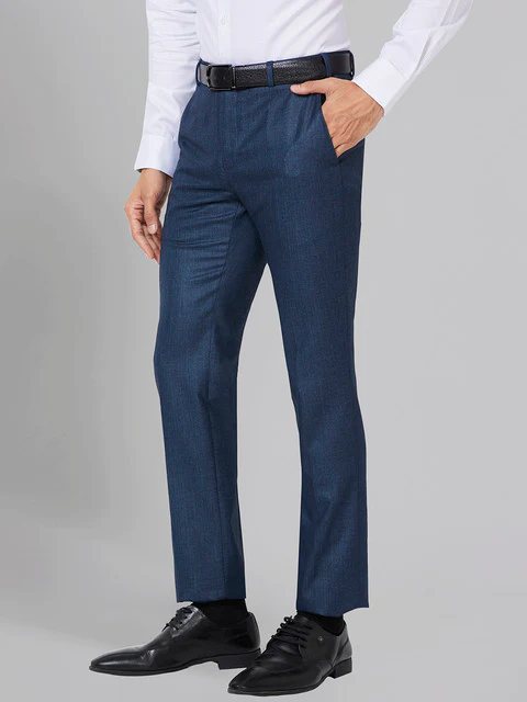 Raymond Men Blue Checks Slim Fit Polyester Blend Trouser - Image 3