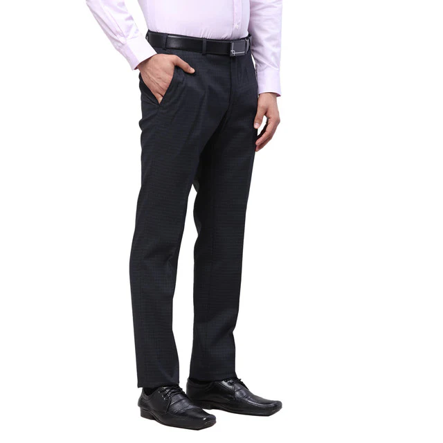 Raymond Men Blue Checks Slim Fit Polyester Blend Trouser - Image 2
