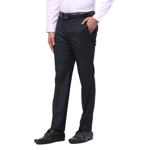 Raymond Men Blue Checks Slim Fit Polyester Blend Trouser - Image 3