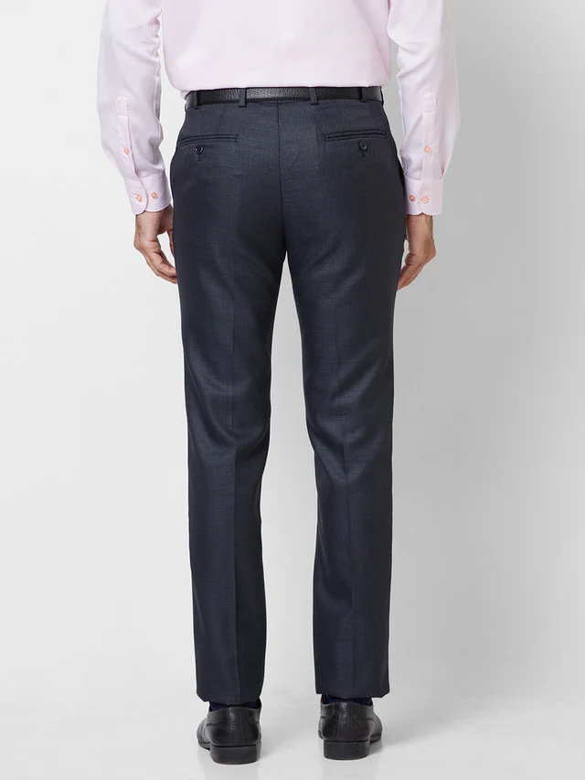 Raymond Men Blue Checks Slim Fit Polyester Blend Trouser - Image 4