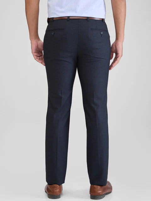 Raymond Men Blue Checks Slim Fit Polyester Blend Trouser - Image 5