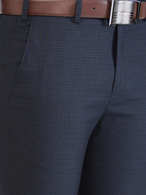 Raymond Men Blue Checks Slim Fit Polyester Blend Trouser - Image 7