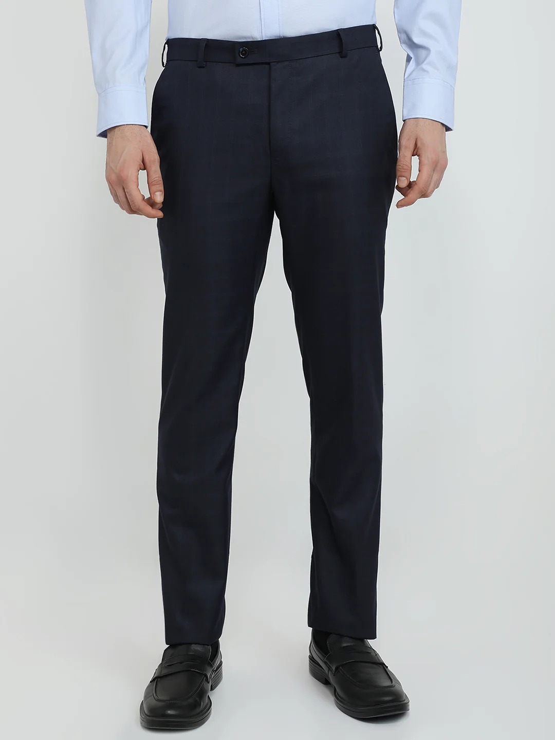 Raymond Men Blue Checks Slim Fit Polyester Blend Trouser