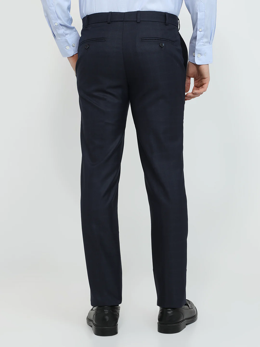 Raymond Men Blue Checks Slim Fit Polyester Blend Trouser - Image 4