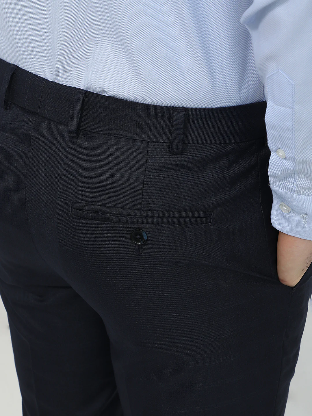 Raymond Men Blue Checks Slim Fit Polyester Blend Trouser - Image 7