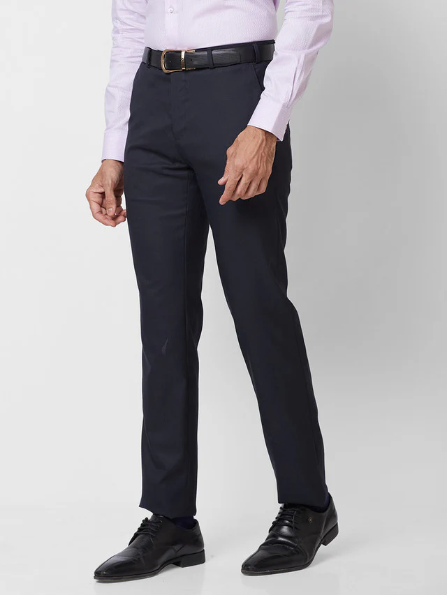 Raymond Men Blue Checks Slim Fit Polyester Blend Trouser - Image 3