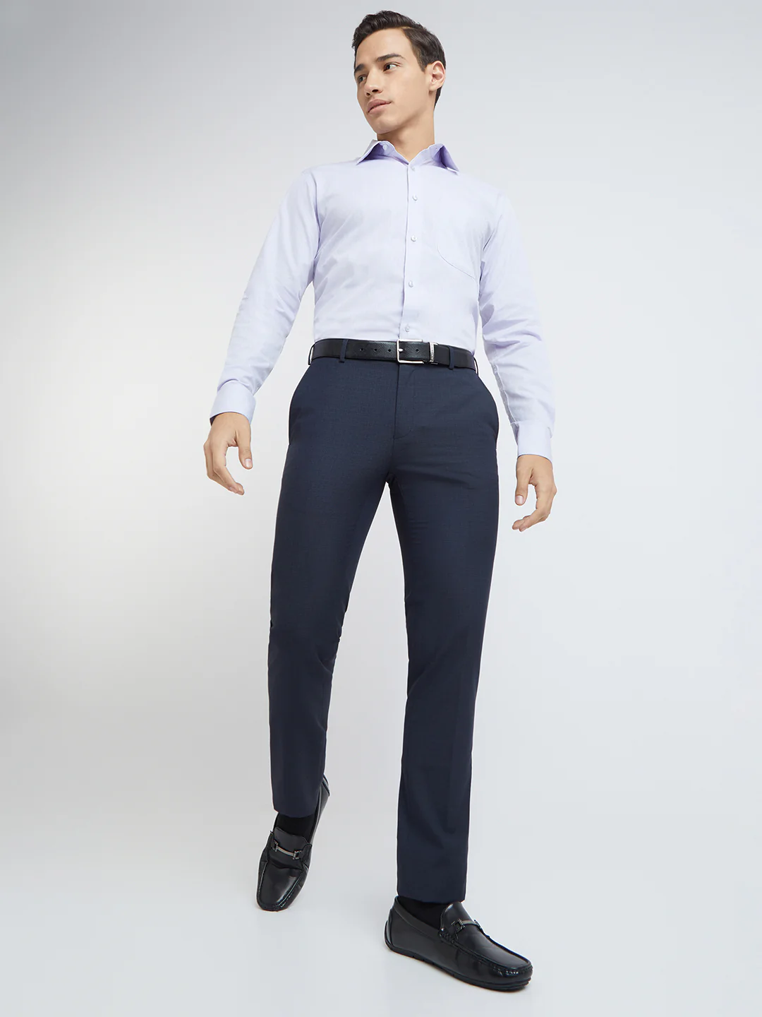 Raymond Men Blue Checks Slim Fit Polyester Blend Trouser - Image 2