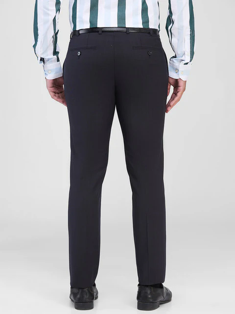Raymond Men Blue Checks Slim Fit Polyester Blend Trouser - Image 4