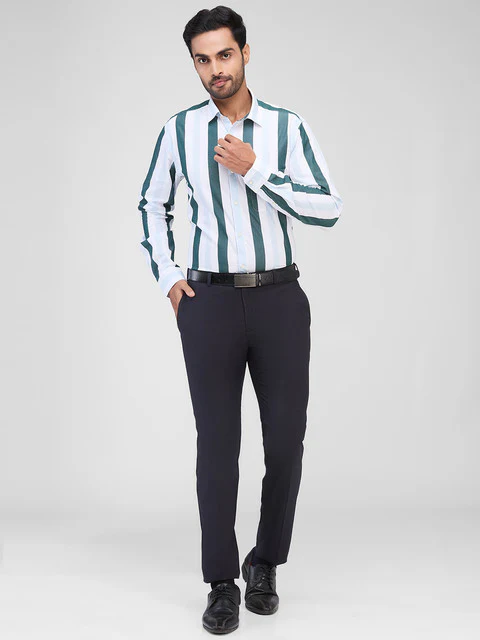 Raymond Men Blue Checks Slim Fit Polyester Blend Trouser - Image 5