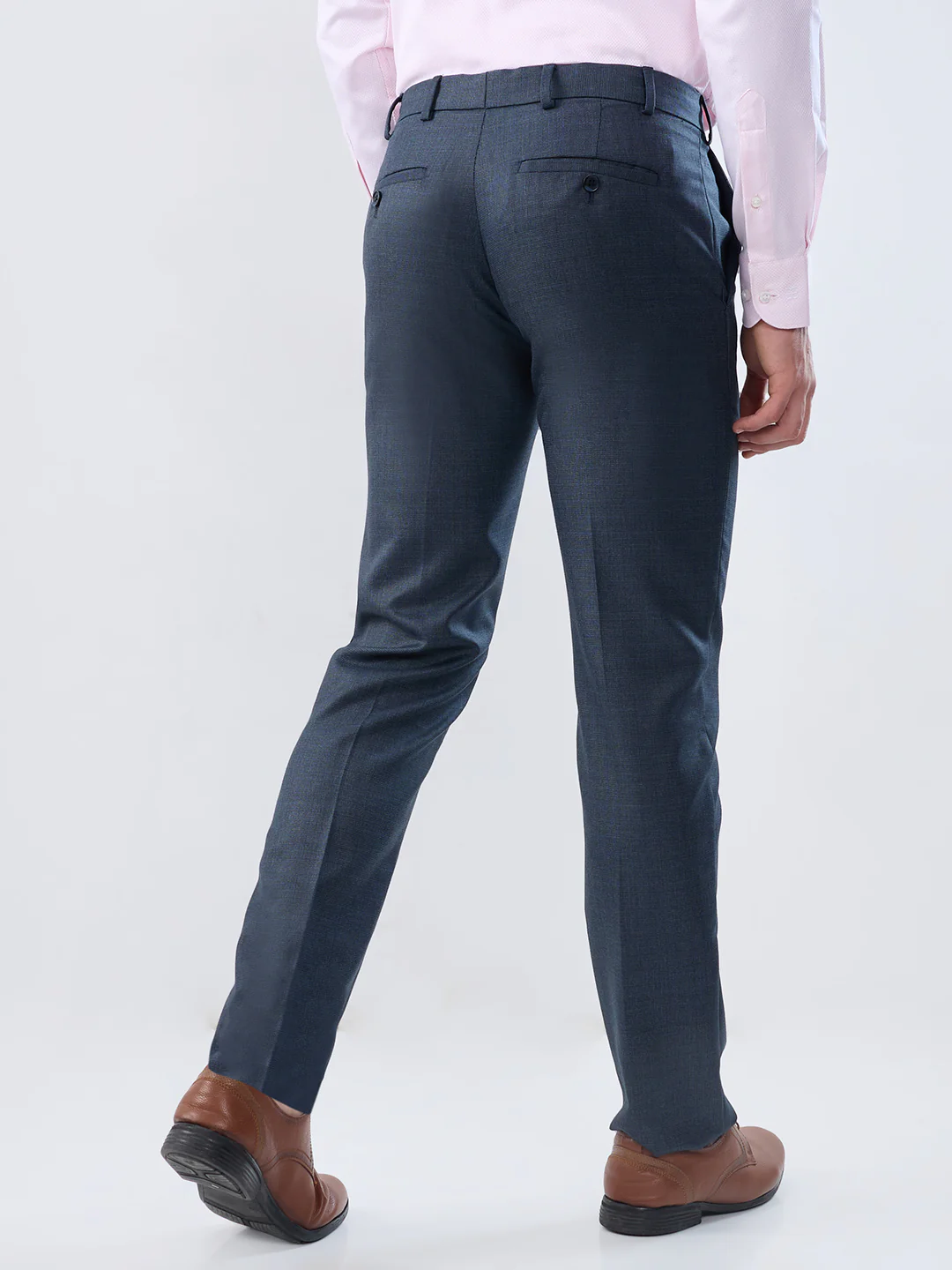Raymond Men Blue Checks Slim Fit Polyester Blend Trouser - Image 4