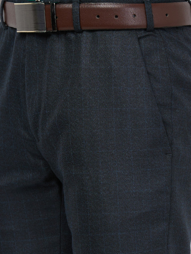 Raymond Men Blue Checks Slim Fit Polyester Blend Trouser - Image 7