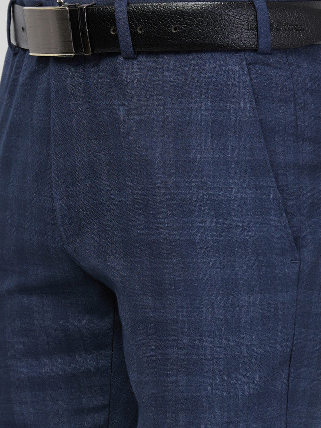 Raymond Men Blue Checks Slim Fit Polyester Blend Trouser - Image 6