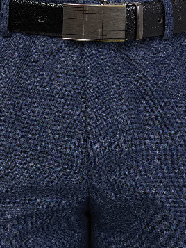 Raymond Men Blue Checks Slim Fit Polyester Blend Trouser - Image 7